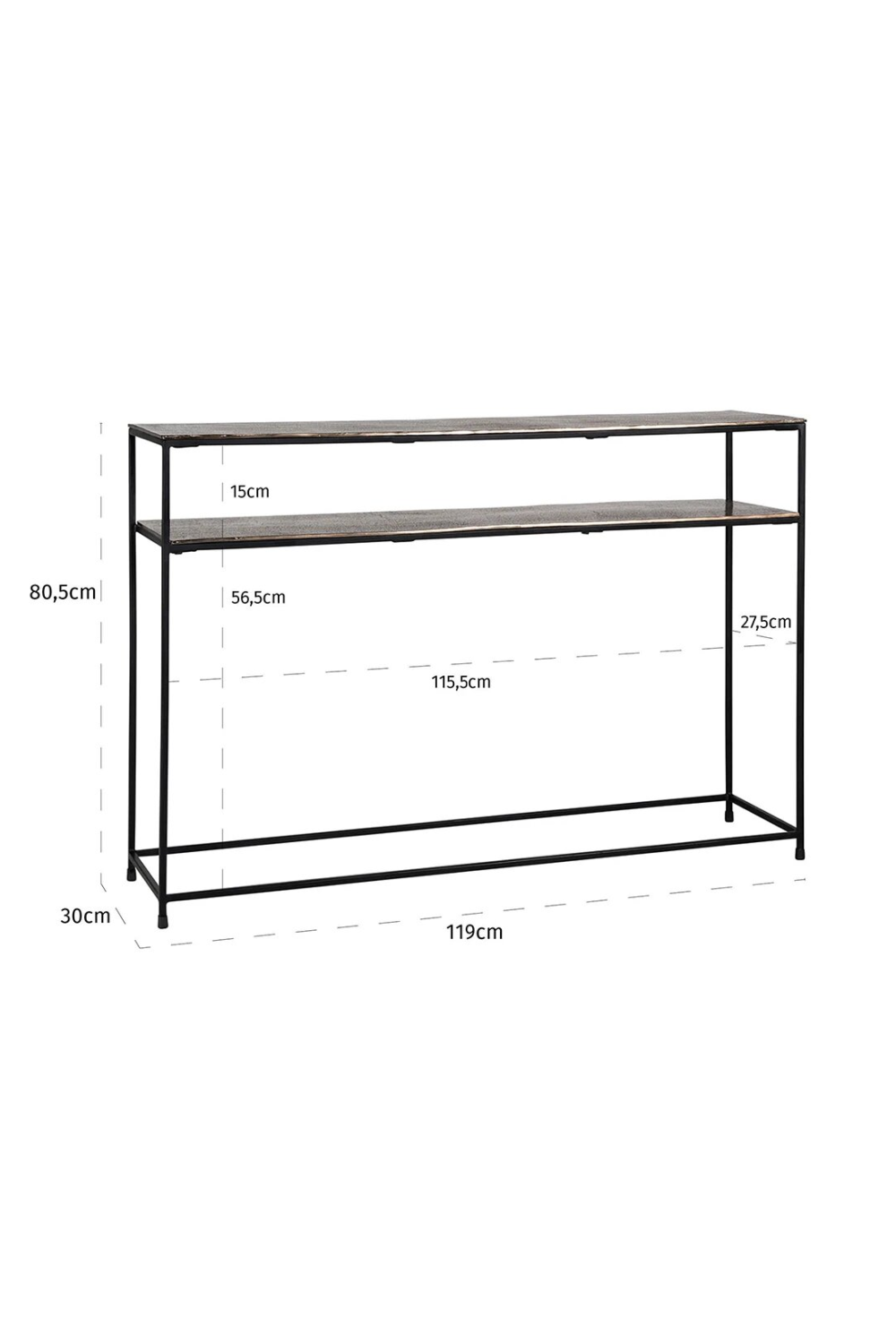 Champagne Gold Double Shelf Console Table | Oroa.com