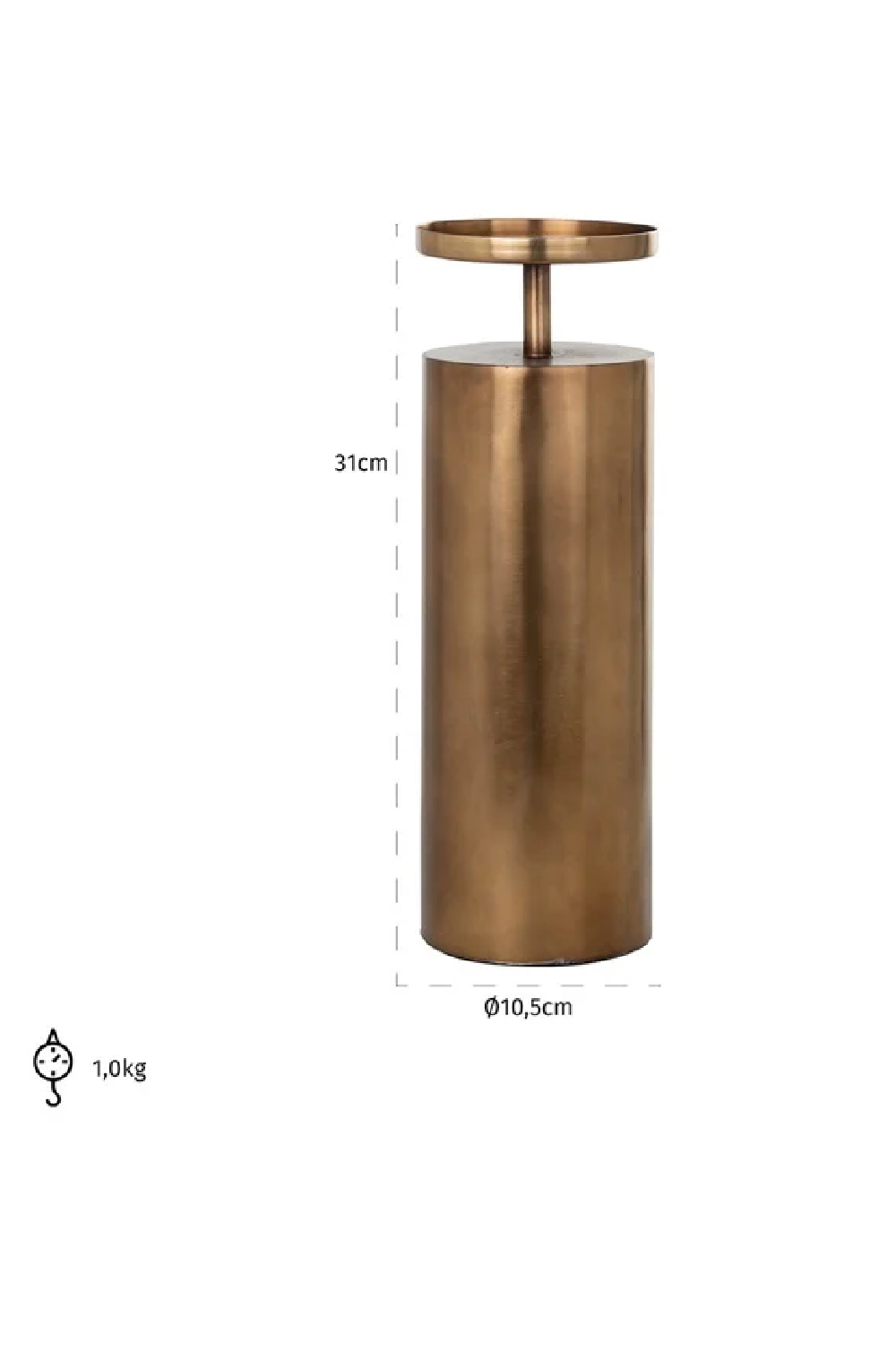 Brushed Gold Candle Holder L | Richmond Interiors Divon | Oroa.com