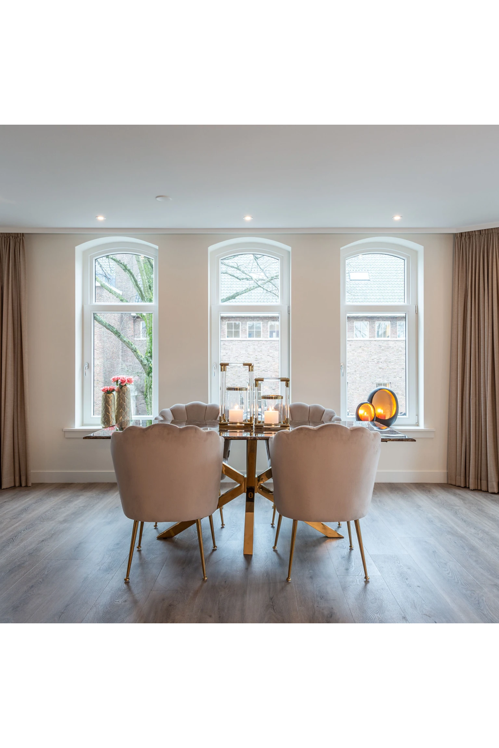 Scalloped Khaki Velvet Chair | OROA Pippa | Oroa.com