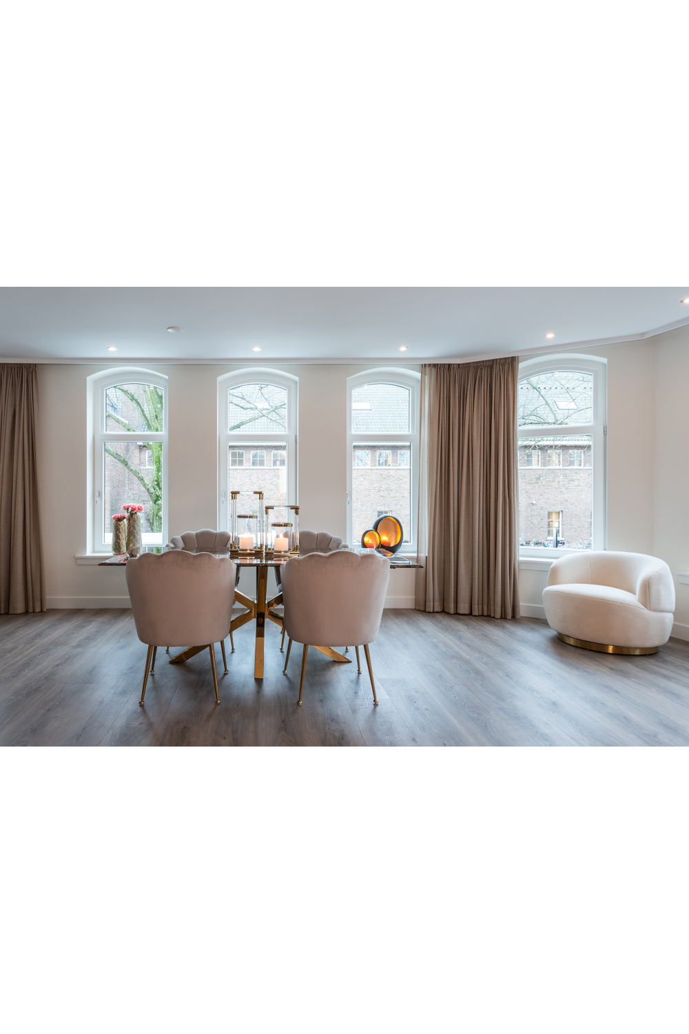 Scalloped Khaki Velvet Chair | Richmond Interiors Pippa | Oroa.com