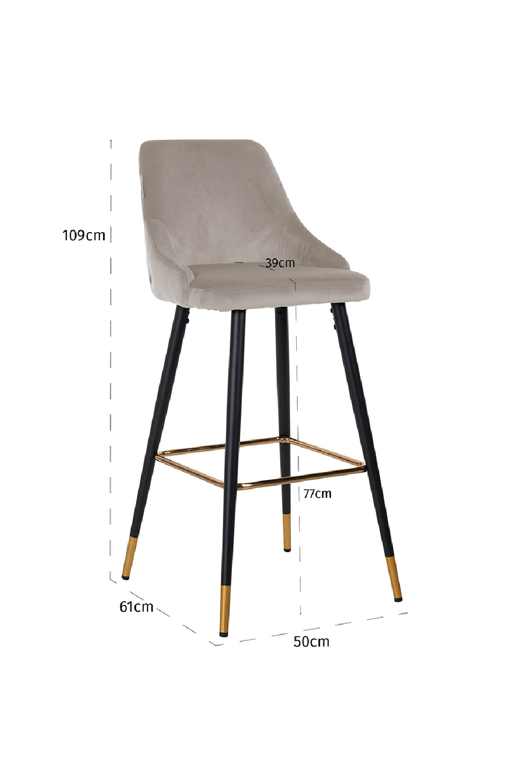 Velvet Gold Accent Bar Stool | Richmond Interiors Imani | Oroa.com