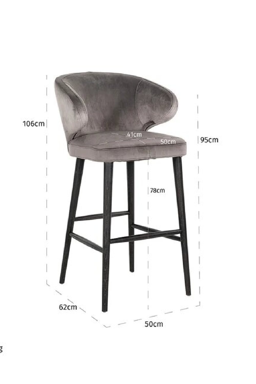 Stone Velvet Bar Stool | Richmond Interiors Indigo | OROA.com