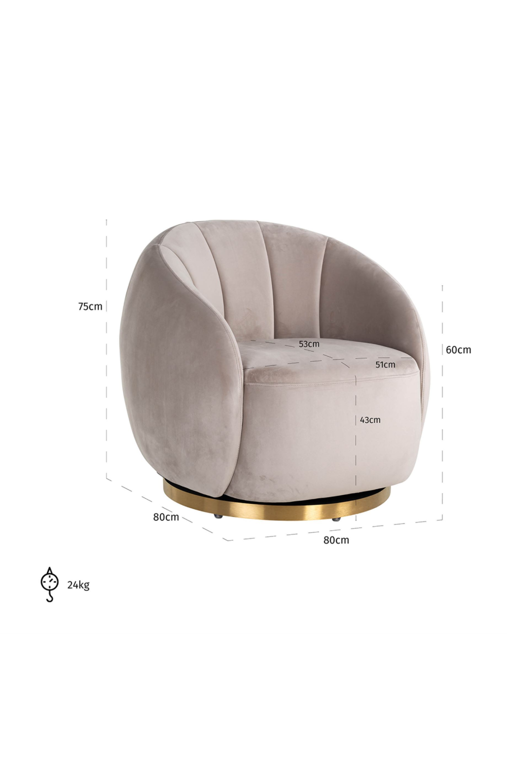 Round Swivel Easy Chair | Richmond Interiors Jago | Oroa.com