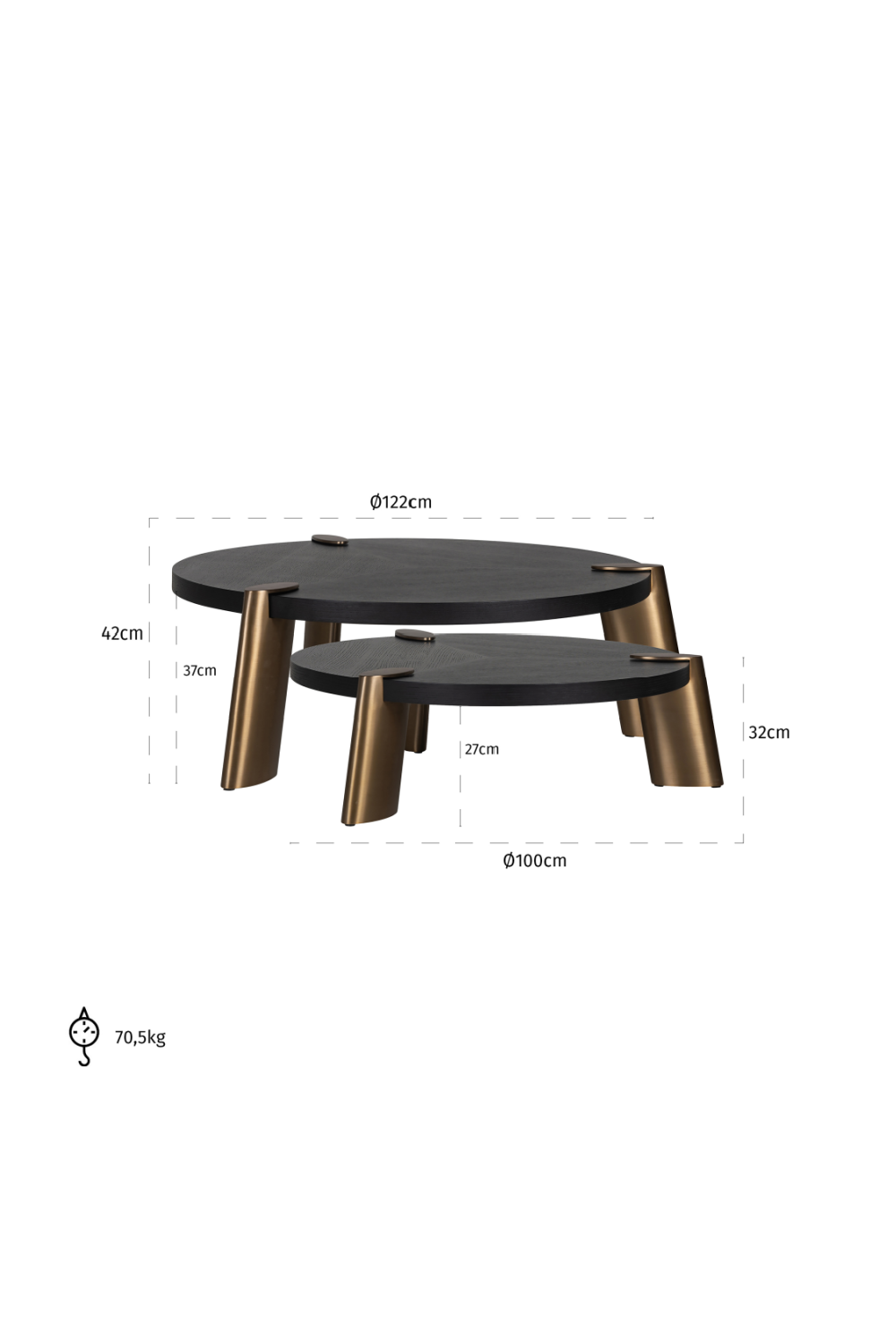 Black Oak Round Coffee Tables (2) | Oroa.com