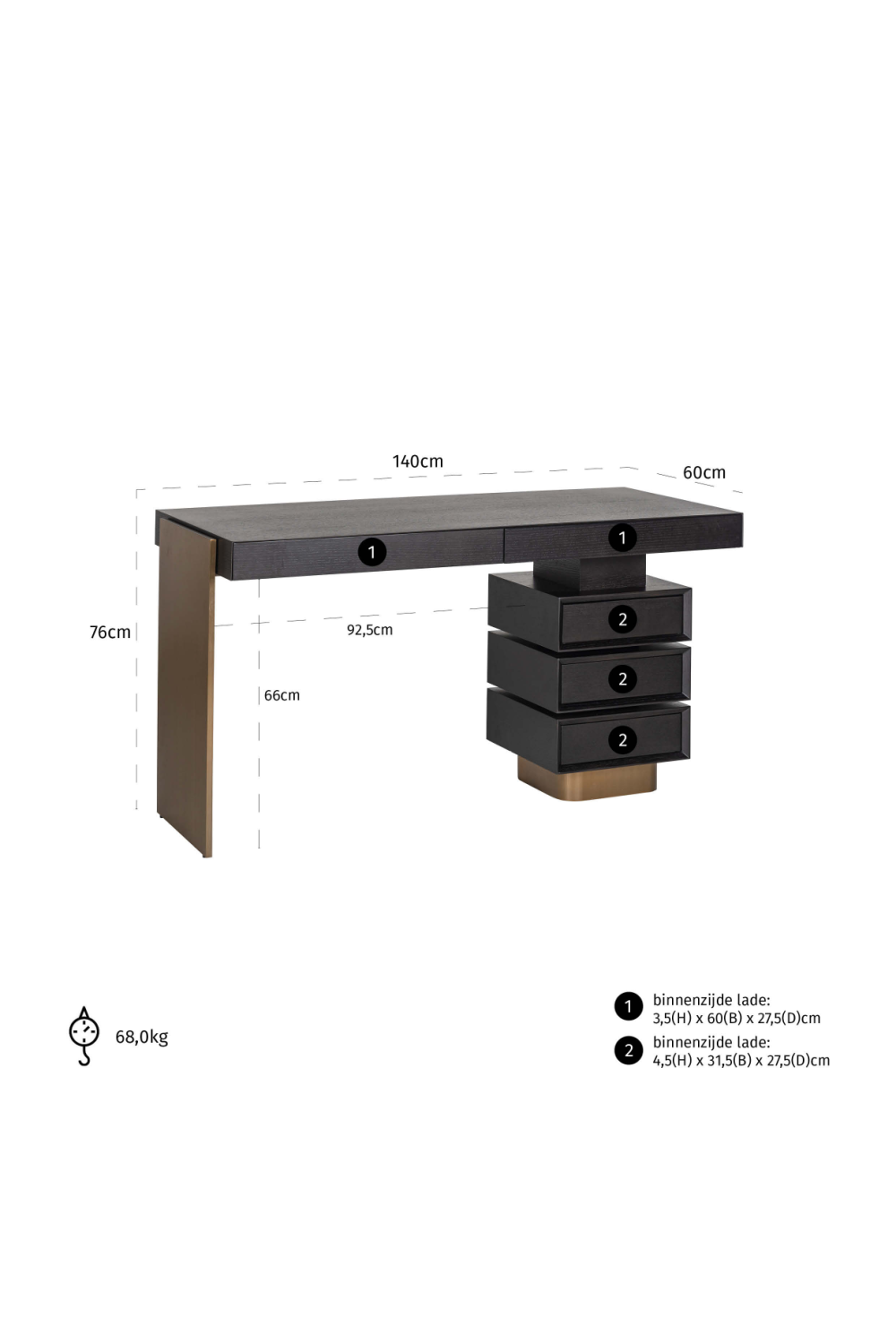 Modern 5-Drawer Desk | Oroa.com