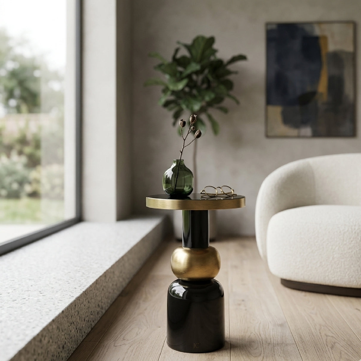 Black Pedestal End Table | Oroa.com