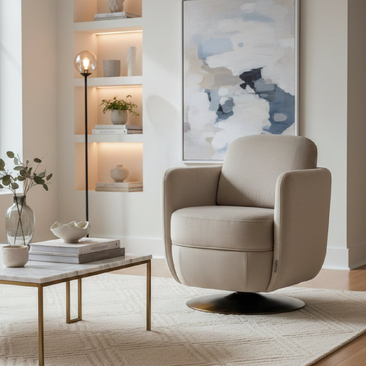 Upholstered Modern Swivel Chair | Richmond Interiors Turner