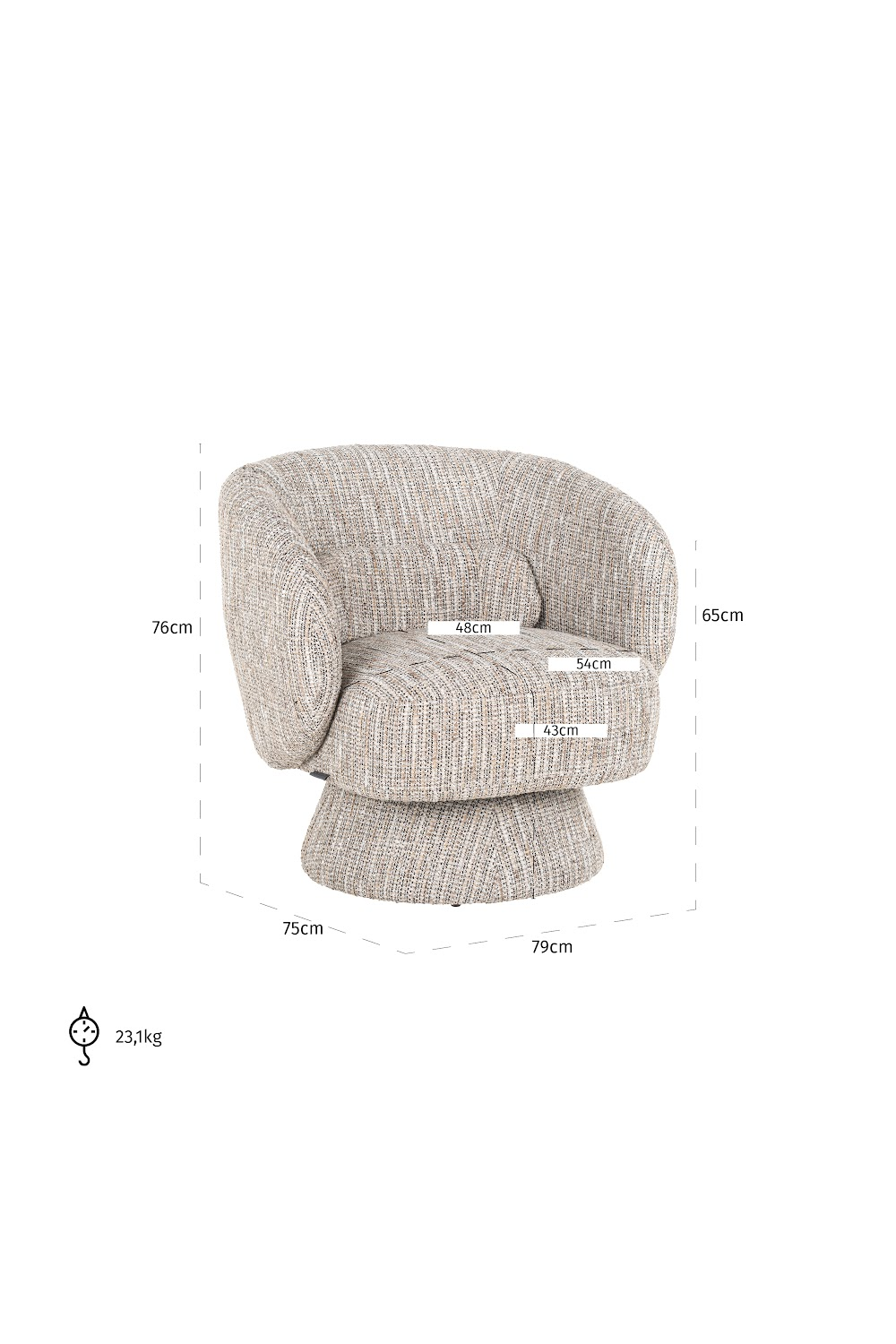 Splayed-Base Swivel Lounge Chair | Richmond Interiors Cavallo | Oroa.com