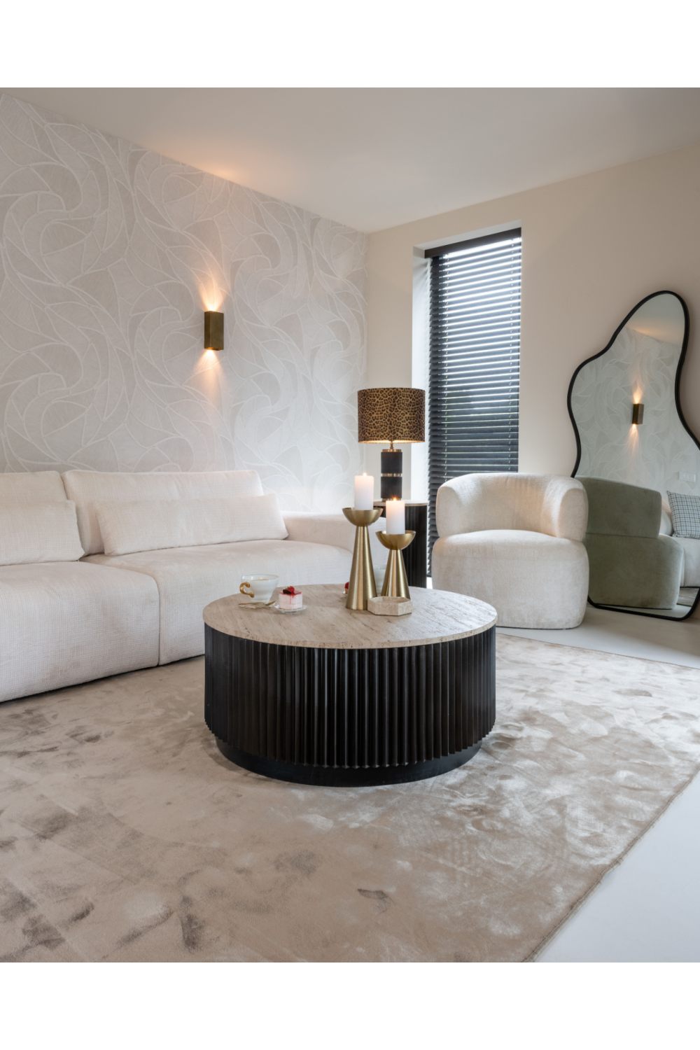 Round Travertine Coffee Table | Oroa.com