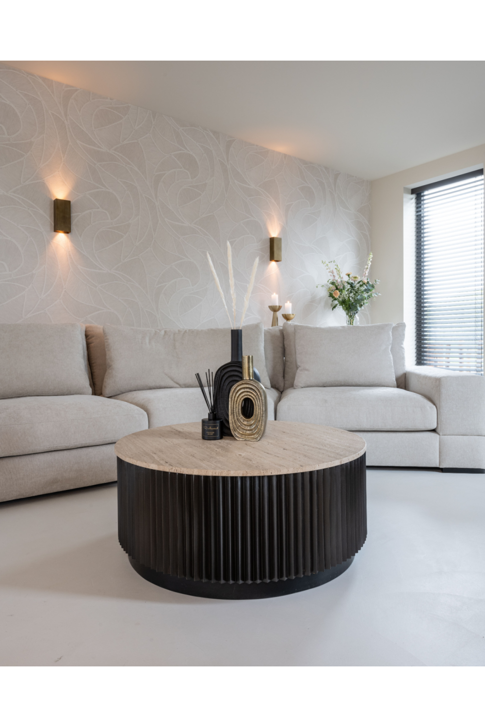 Round Travertine Coffee Table | Oroa.com