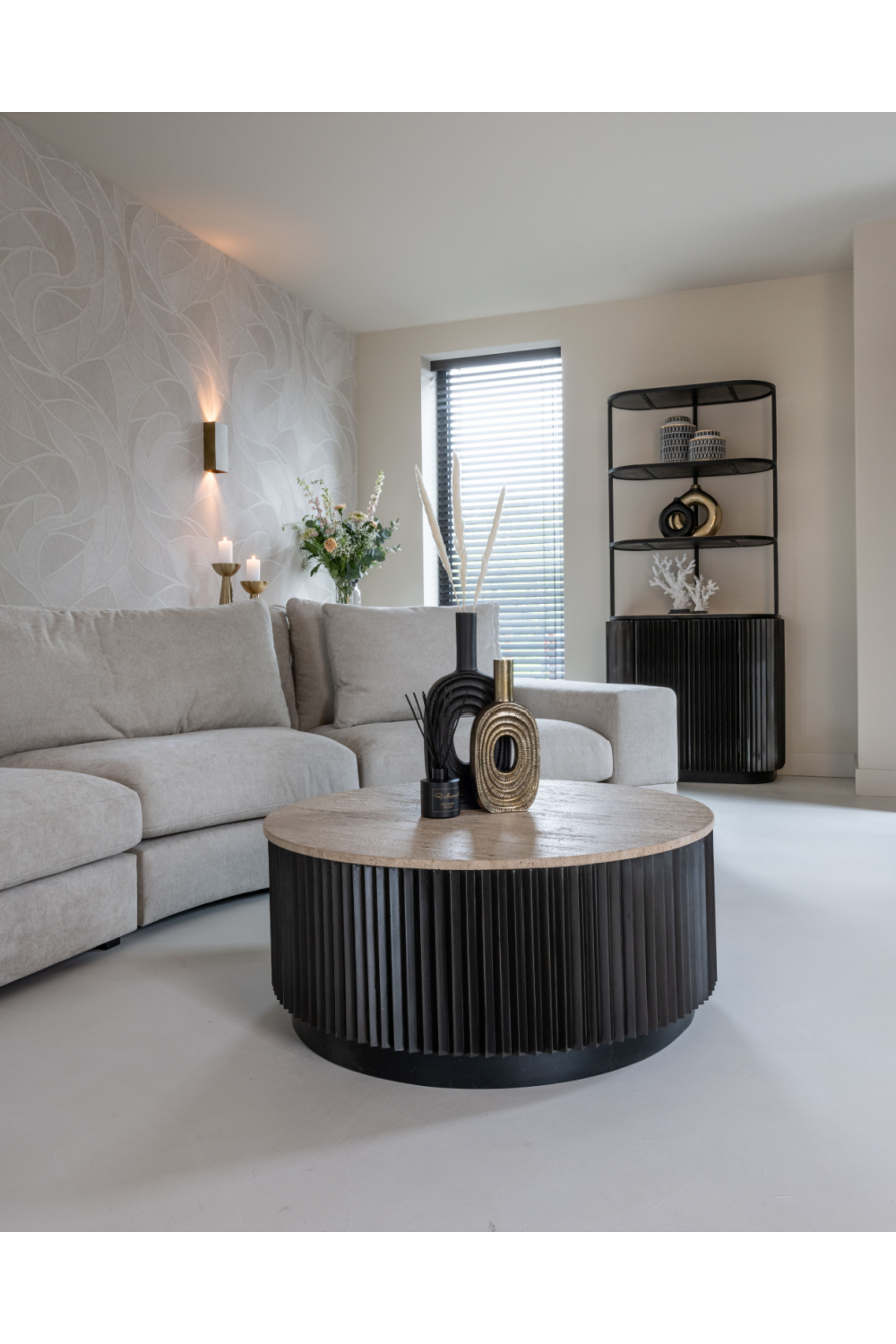 Round Travertine Coffee Table | Oroa.com