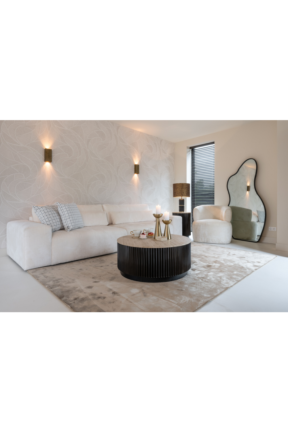 Round Travertine Coffee Table | Oroa.com