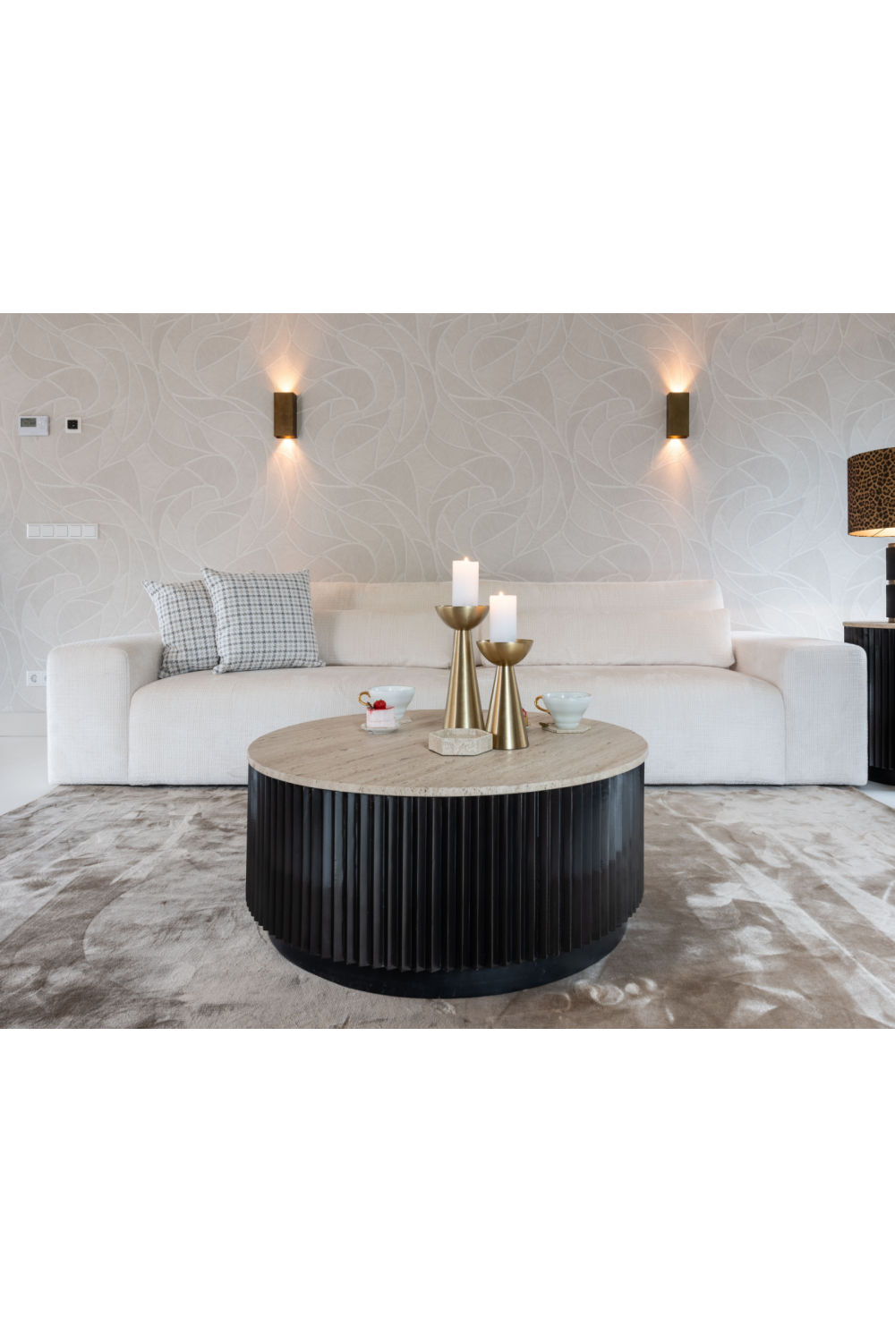 Round Travertine Coffee Table | Oroa.com