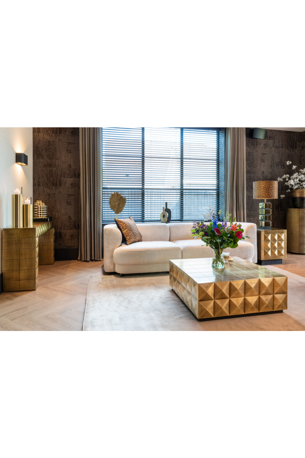 Gold Faceted Coffee Table | Richmond Interiors Collada | Oroa.com