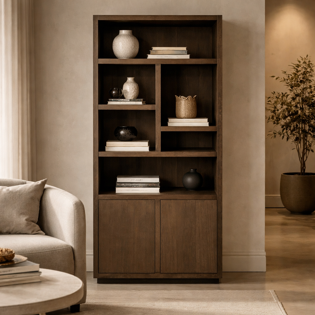 Brown Oak Bookcase | Richmond Interiors Oakura