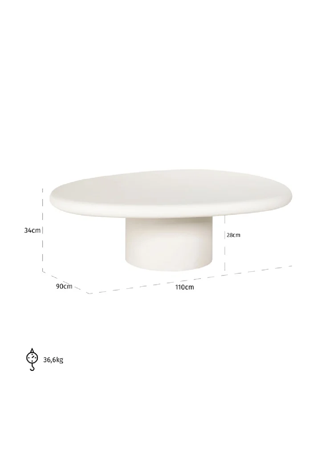 White Pebble-Shaped Coffee Table | Oroa.com