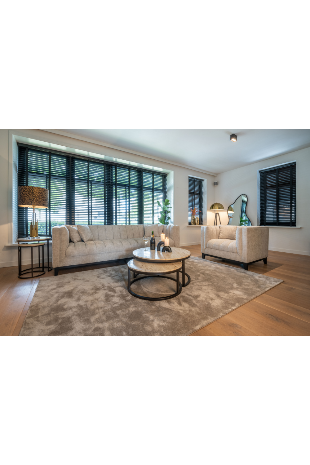 Round Travertine Nesting Coffee Tables (2) | Oroa.com