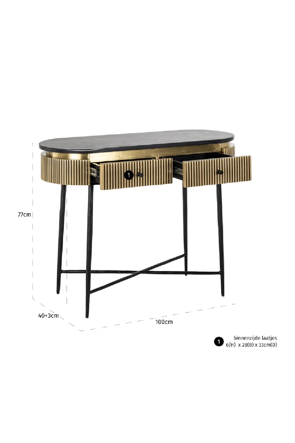 Oblong Marble 2-Drawer Console Table | Richmond Interiors Ironville | Oroa.com