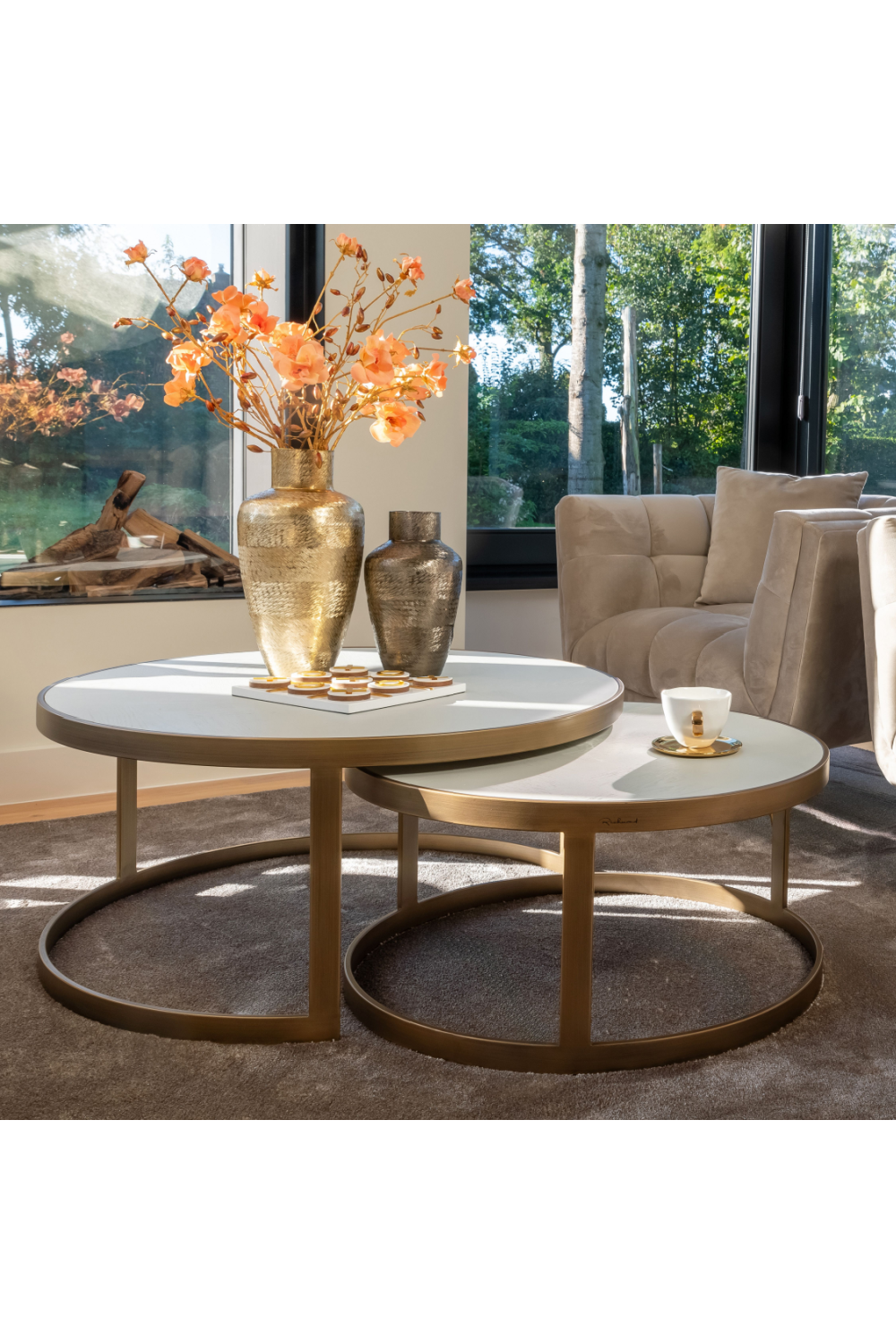 Round Nesting Coffee Table | Richmond Interiors Whitebone | Oroa.com