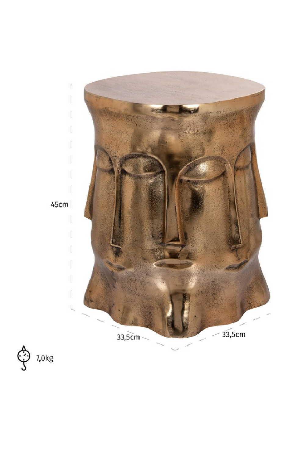 Gold Sculptural Face Side Table | Oroa.com