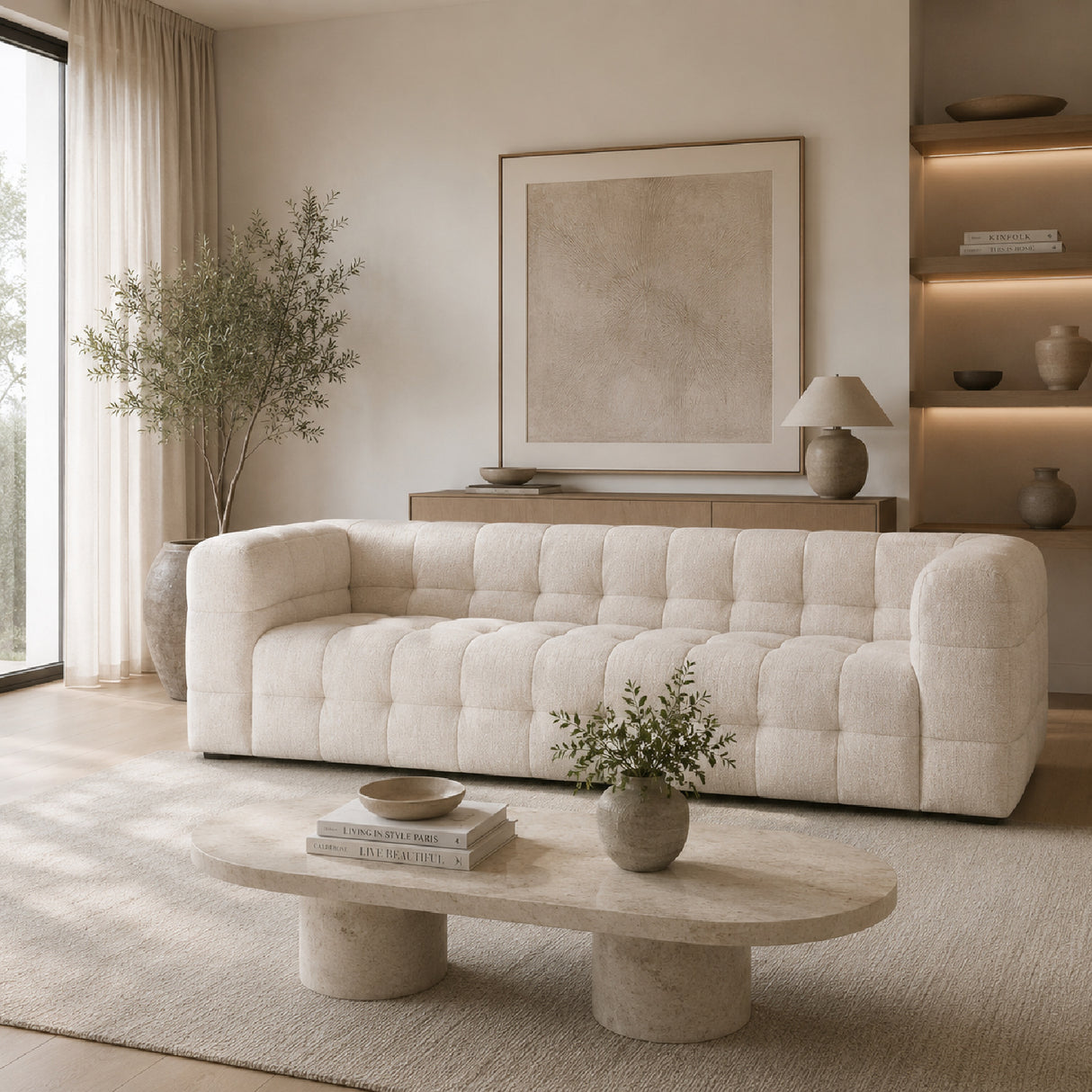 Cream Tufted Sofa | Oroa.com