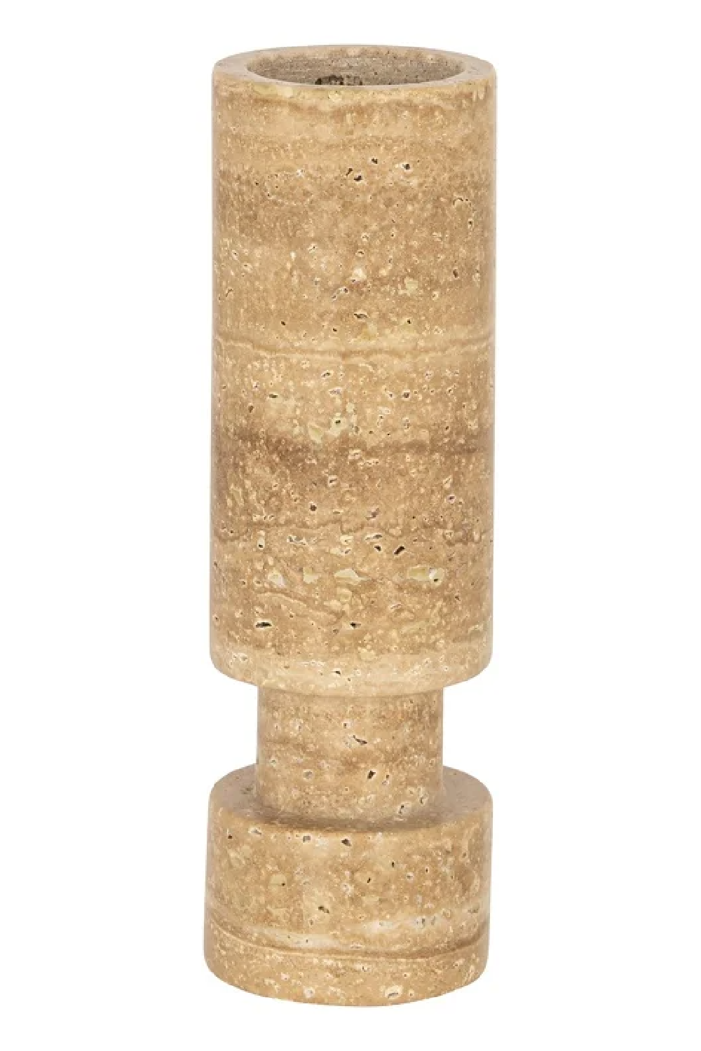Cylindrical Beige Stone Candle Holder | Richmond Interiors Alaina | Oroa.com