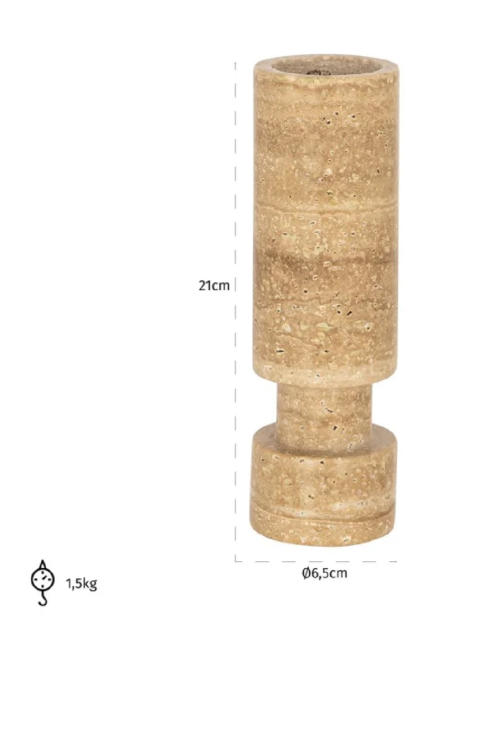 Cylindrical Beige Stone Candle Holder | Richmond Interiors Alaina | Oroa.com