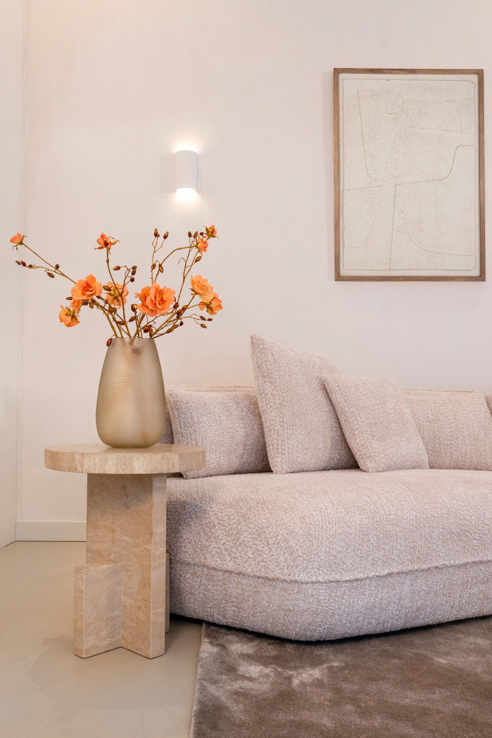 Beige Travertine End Table | Oroa.com