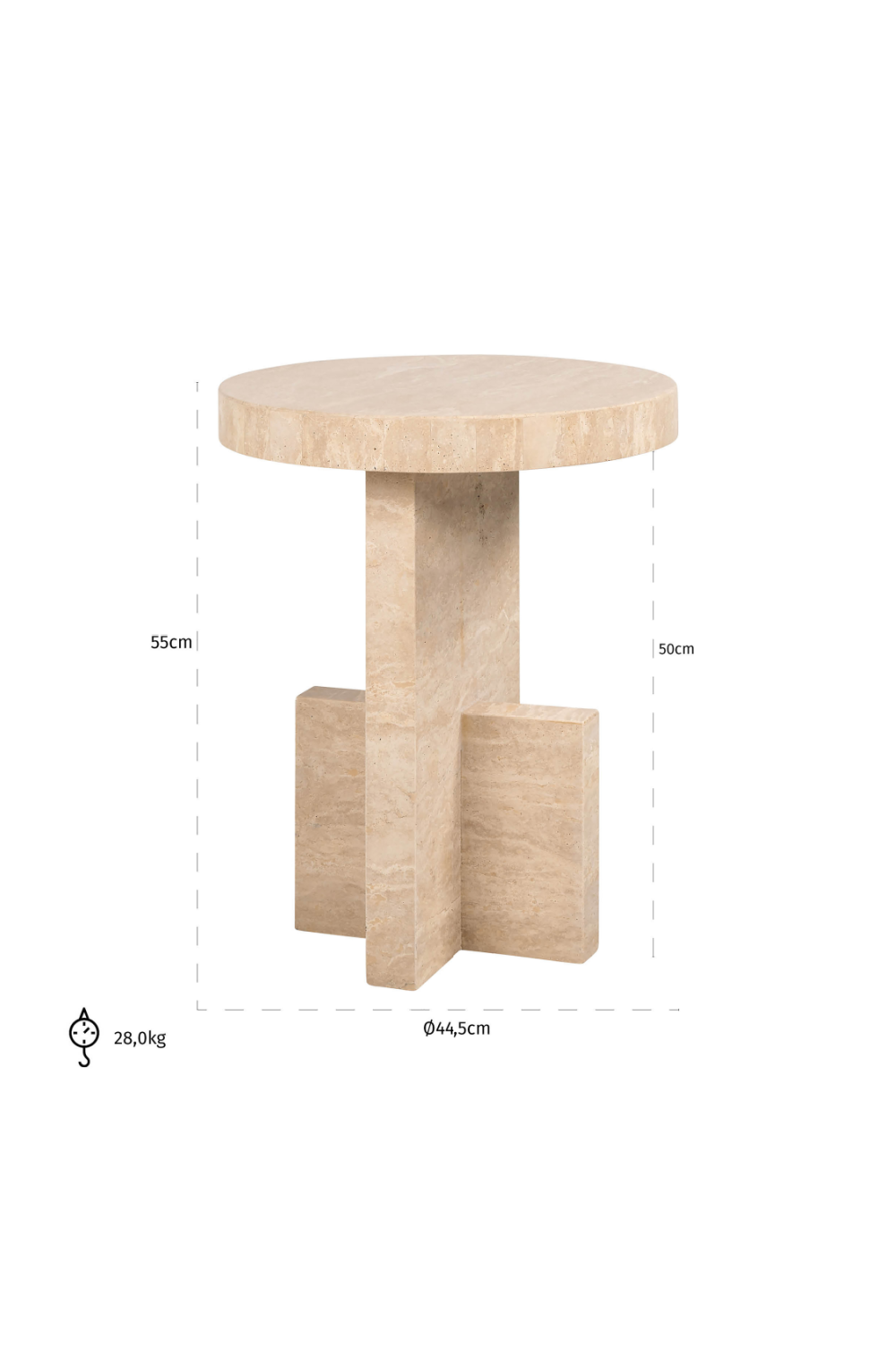 Beige Travertine End Table | Oroa.com