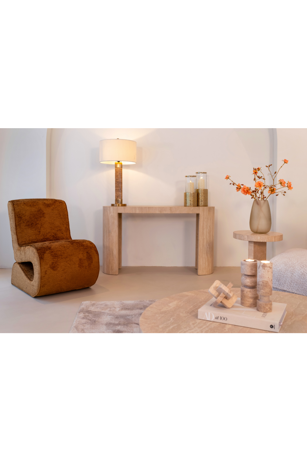 Beige Travertine Console Table | Oroa.com