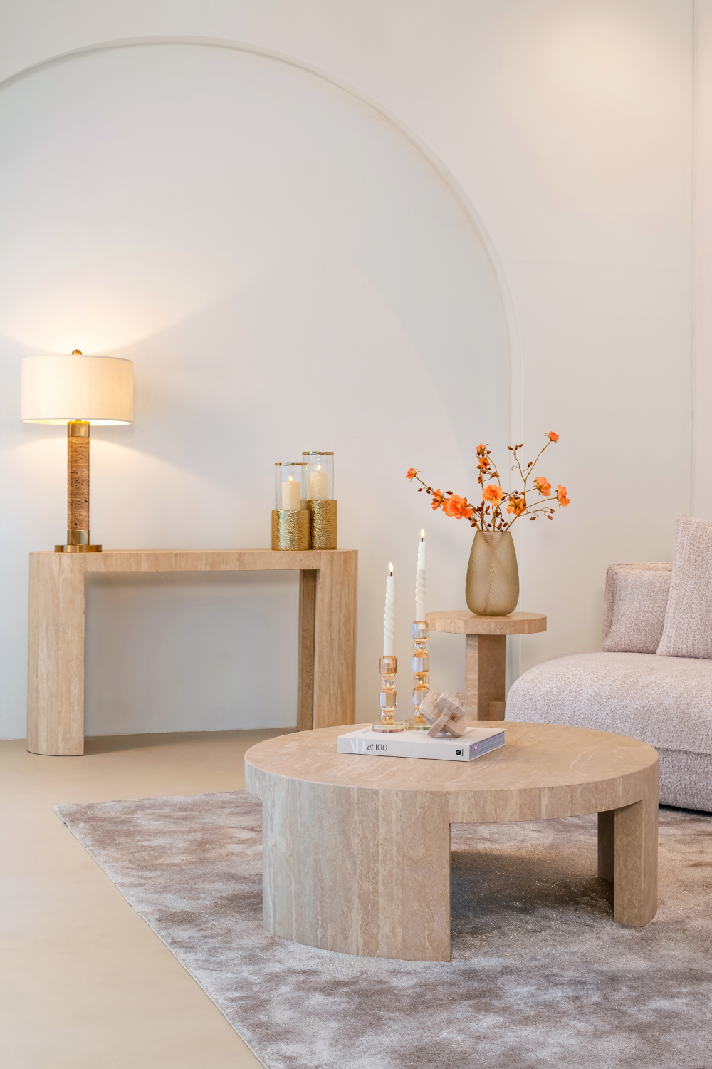 Beige Travertine Console Table | Oroa.com