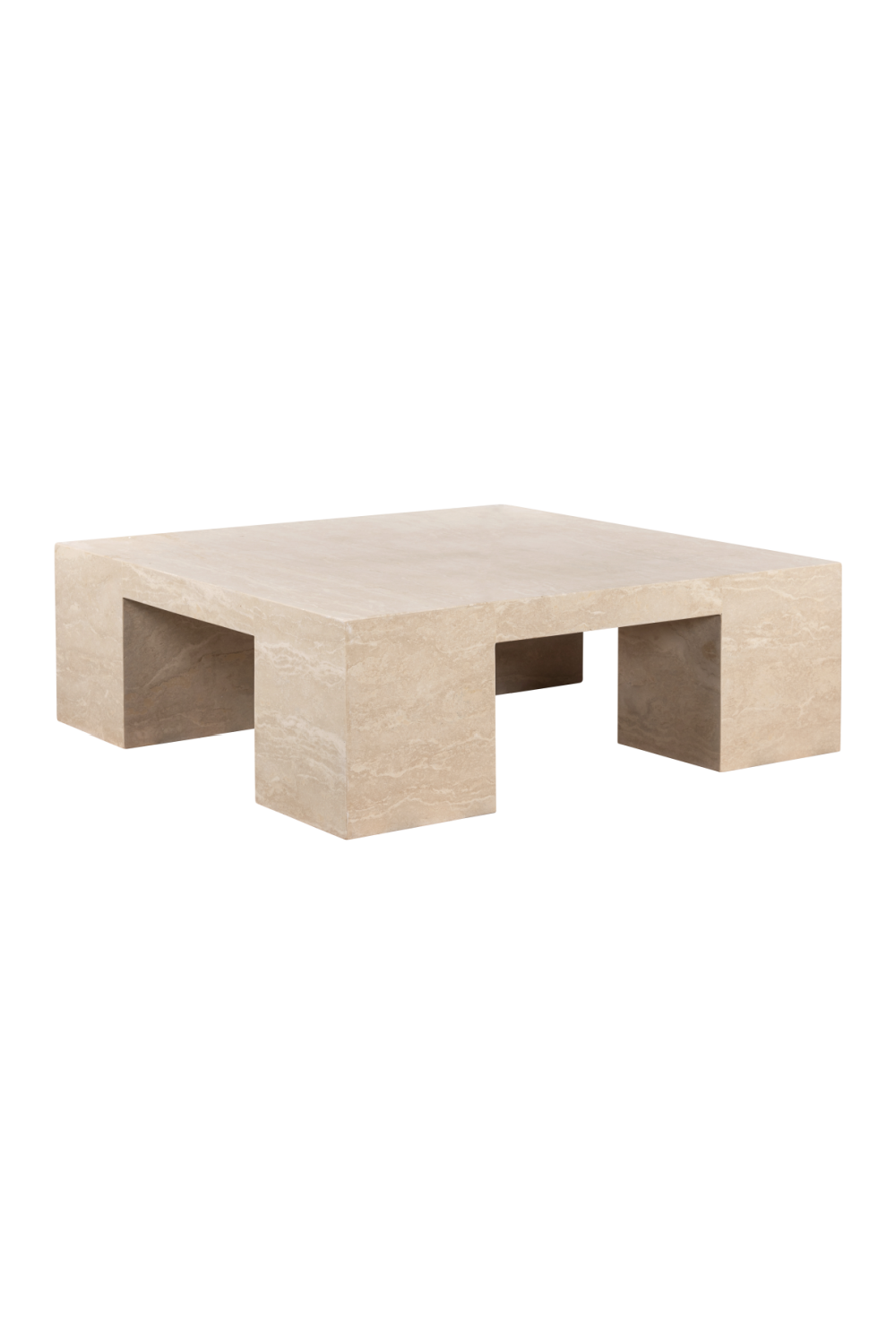 Beige Travertine Square Coffee Table | Oroa.com