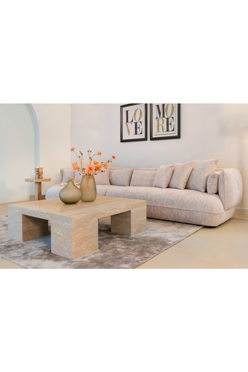 Beige Travertine Square Coffee Table | Oroa.com
