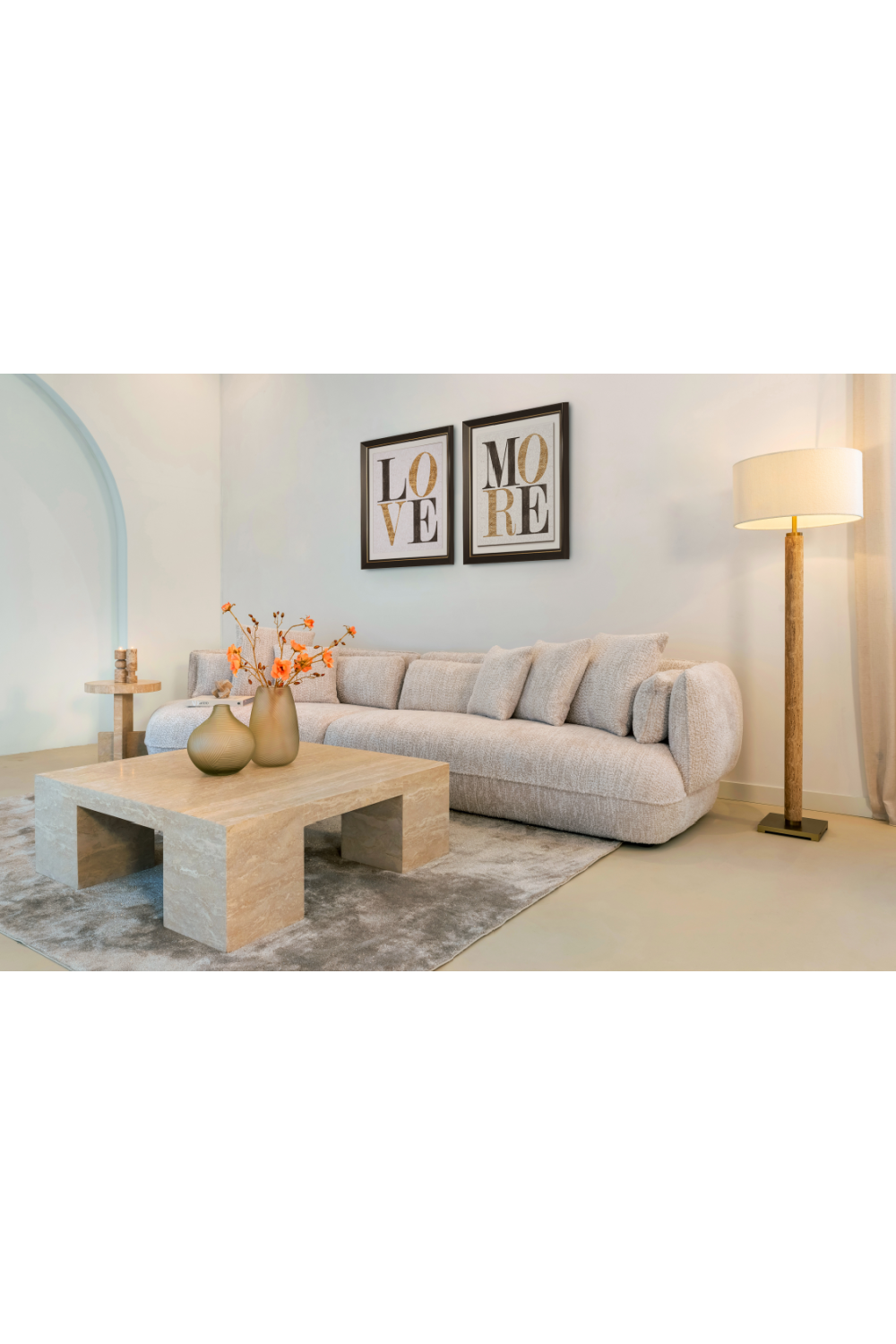 Beige Travertine Square Coffee Table | Oroa.com