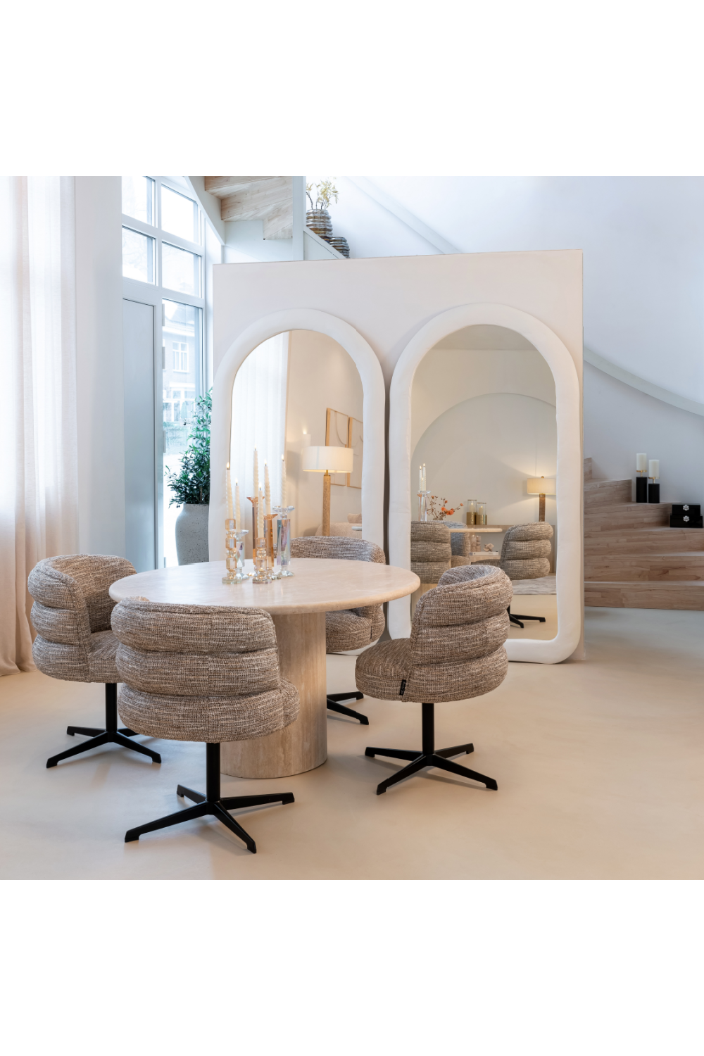 Round Travertine Dining Table | Oroa.com