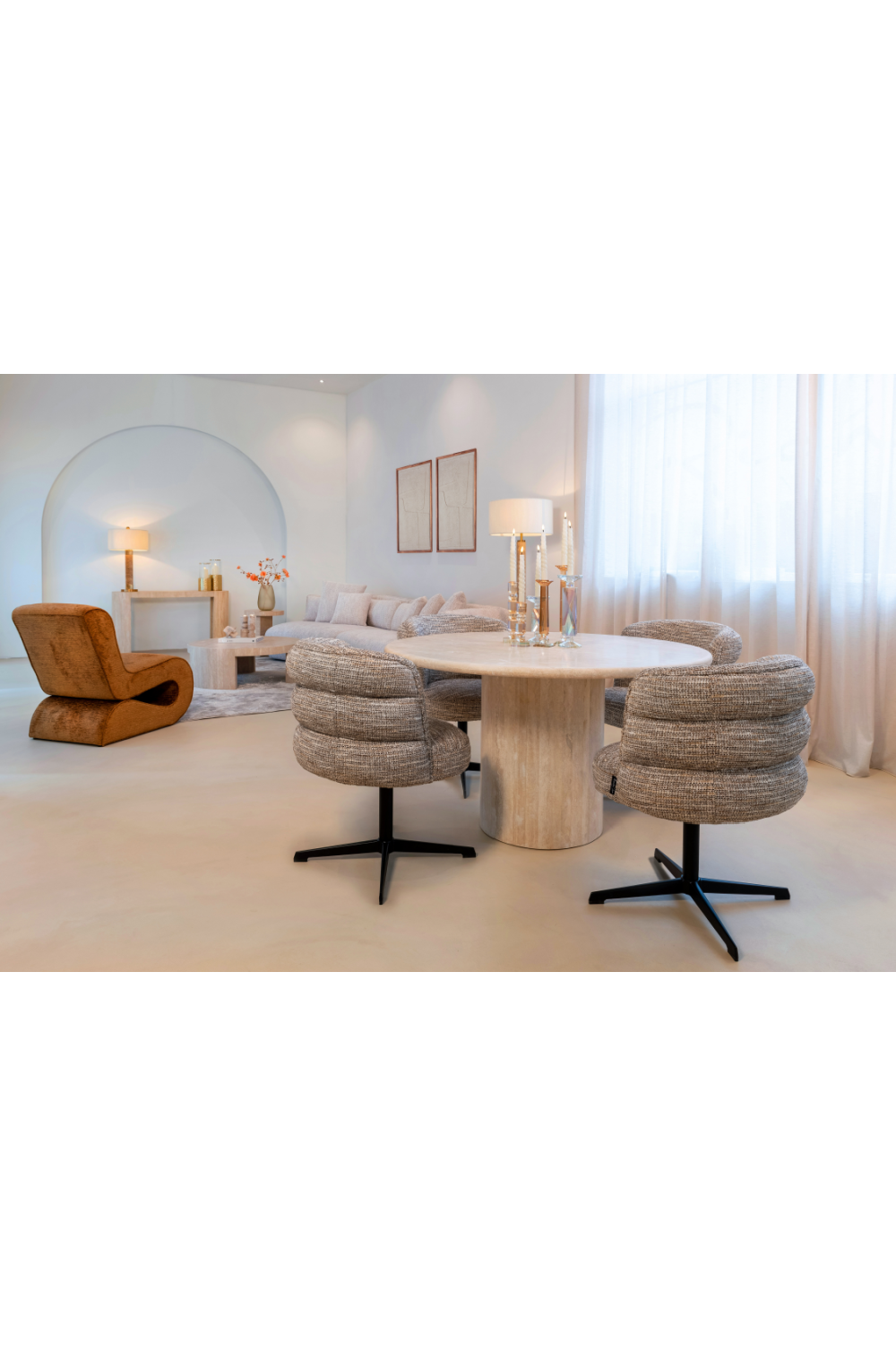 Round Travertine Dining Table | Oroa.com