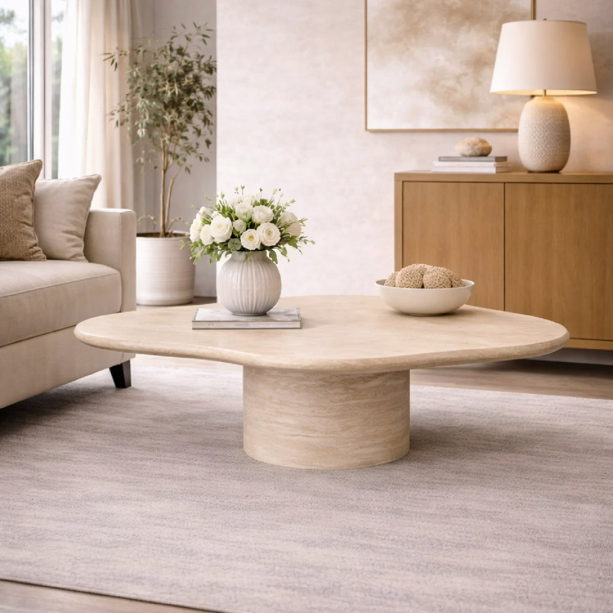 Travertine Organic Coffee Table | Oroa.com
