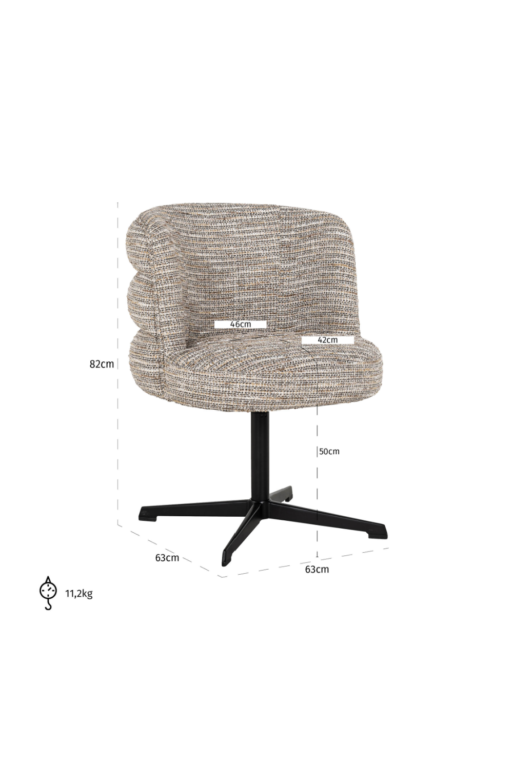 Beige Curved-Back Swivel Chair | Oroa.com