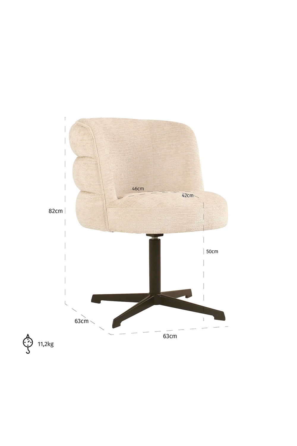 Cream Curved-Back Swivel Chair | Oroa.com