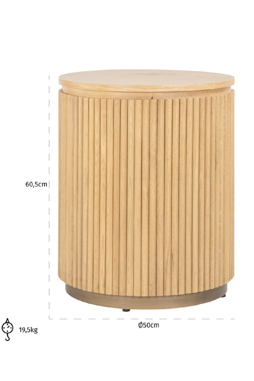 Natural Oak Cylindrical Side Table | Richmond Interiors Belfort | Oroa.com