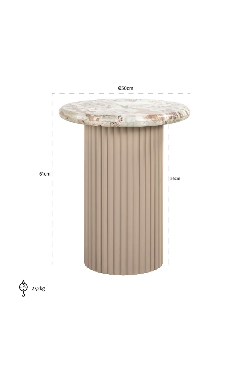 Beige Marble Round End Table | Oroa.com