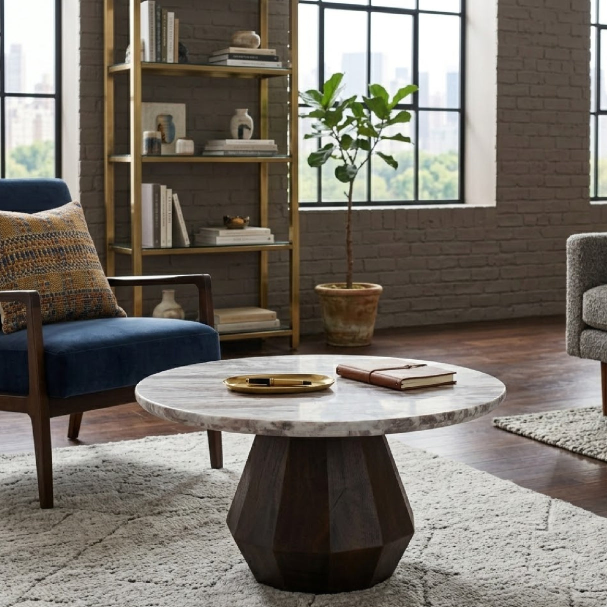 Round Marble Brown Coffee Table | Oroa.com