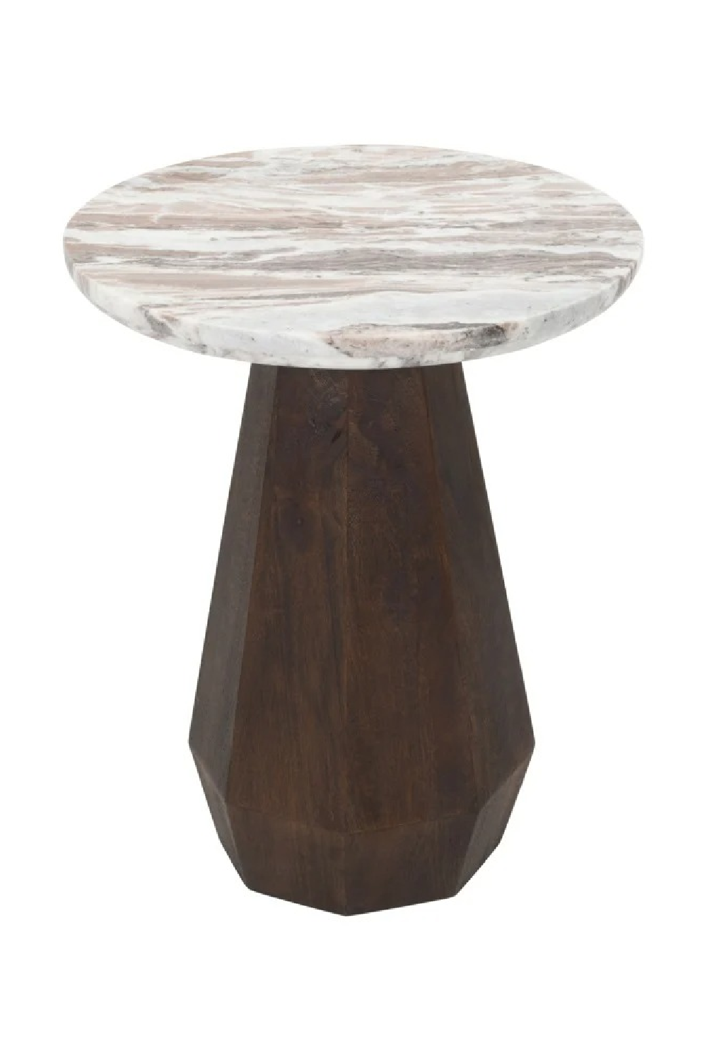 Round Marble Brown End Table | Richmond Interiors Oberoy | Oroa.com