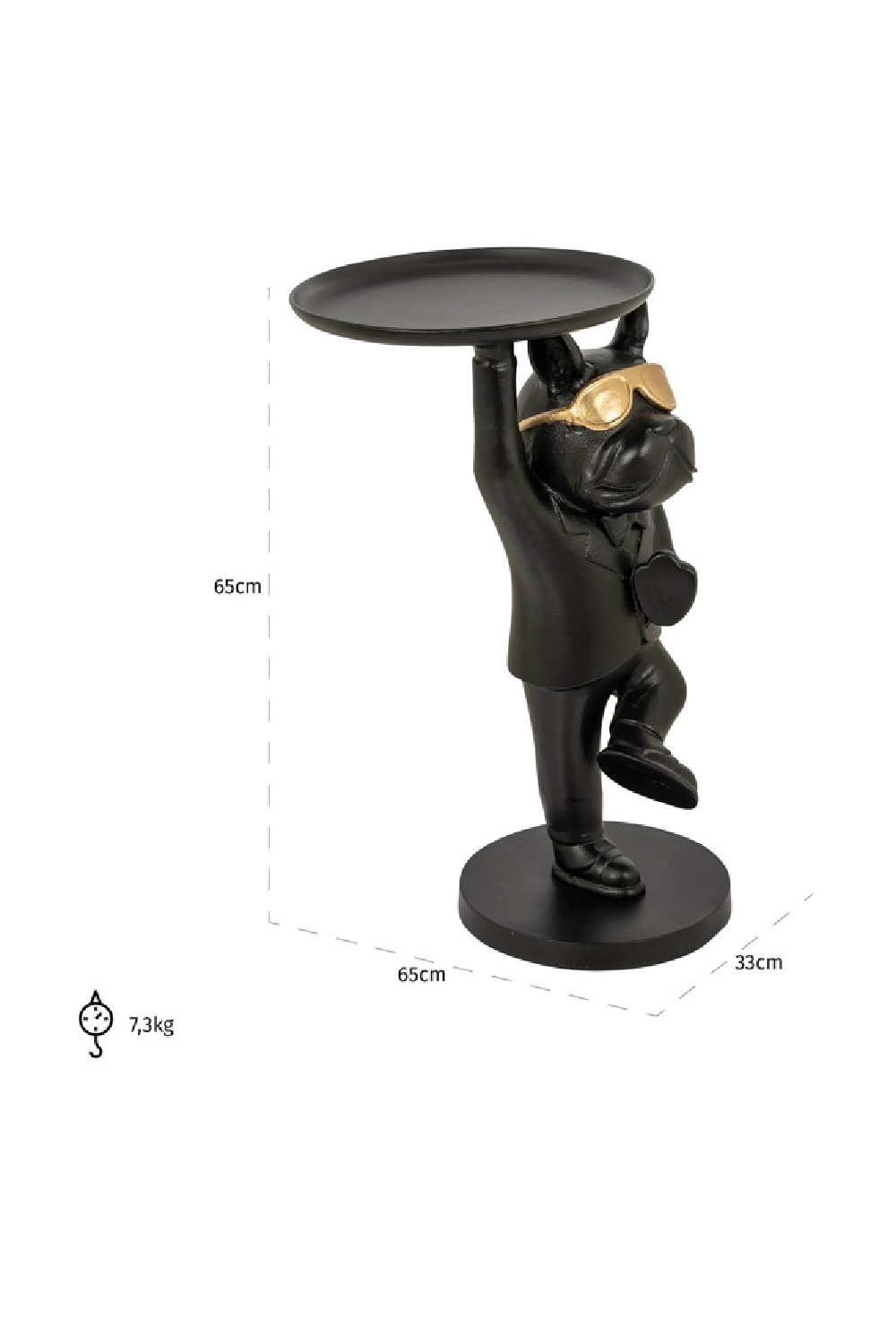Dog Sculpture Black End Table | Oroa.com