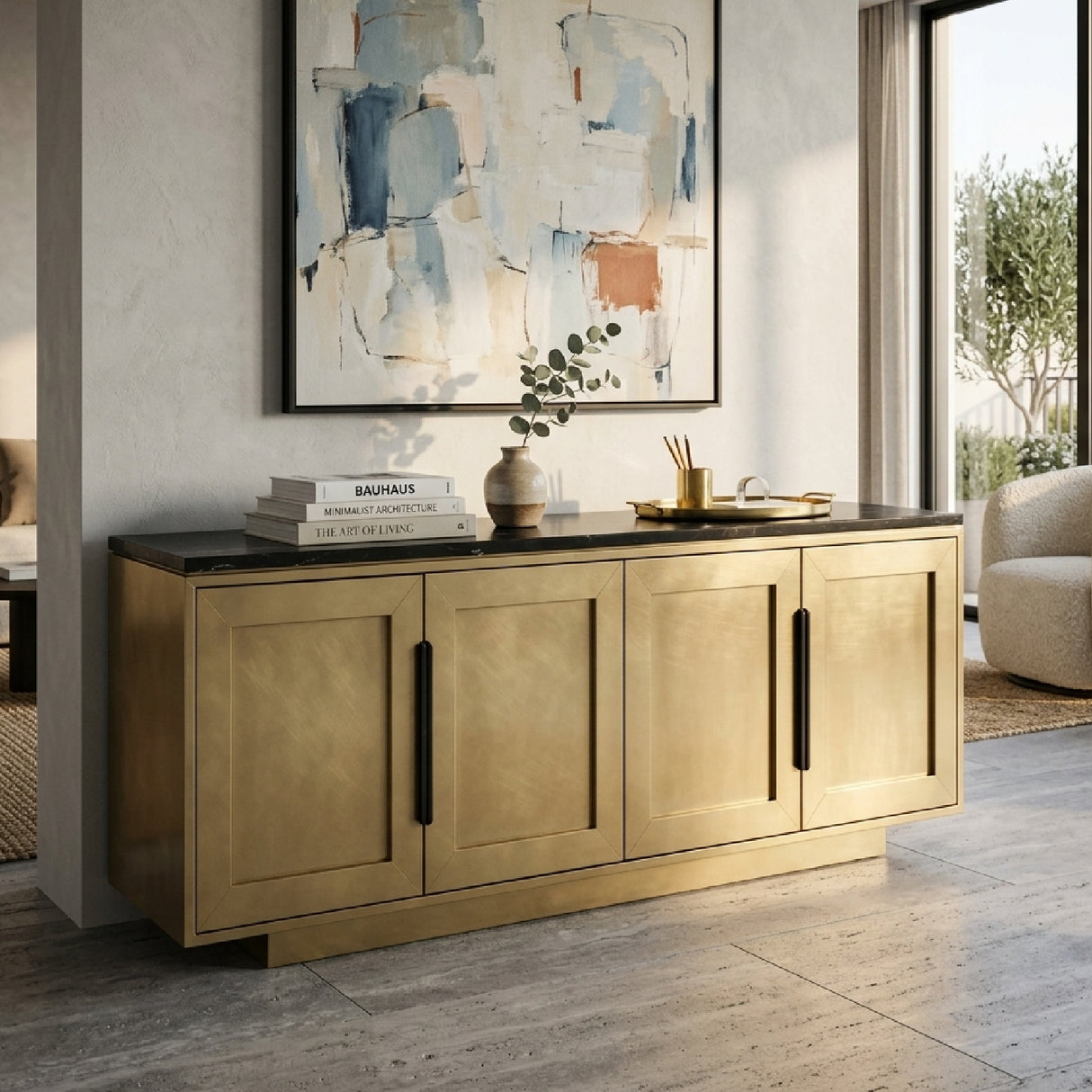 Gold 4-Door Sideboard | Oroa.com