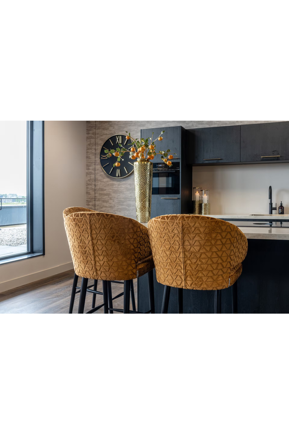 Triangle Patterned Counter Stool | Richmond Interiors Indigo | Oroa.com