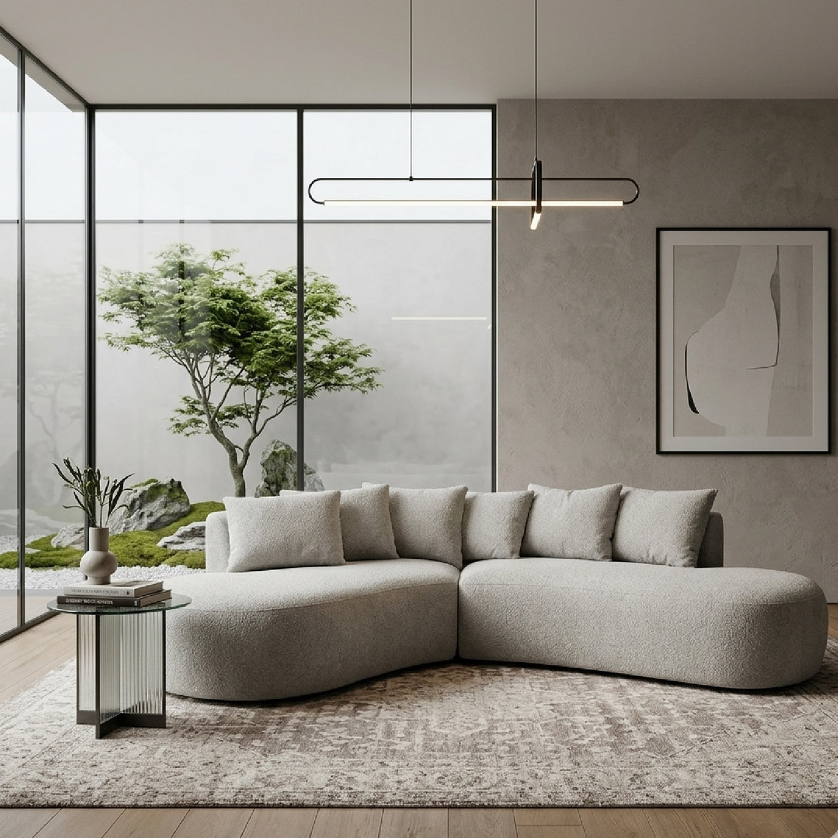 Beige 4-Seater Curved Sofa | Oroa.com