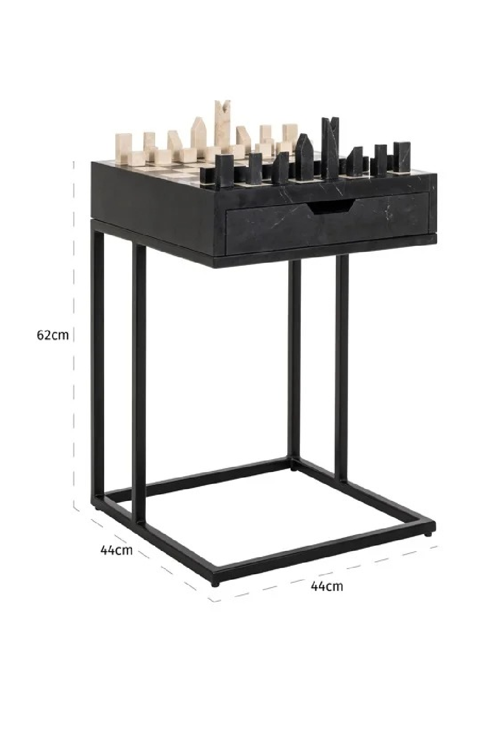 Black 1-Drawer Chess Table | Oroa.com