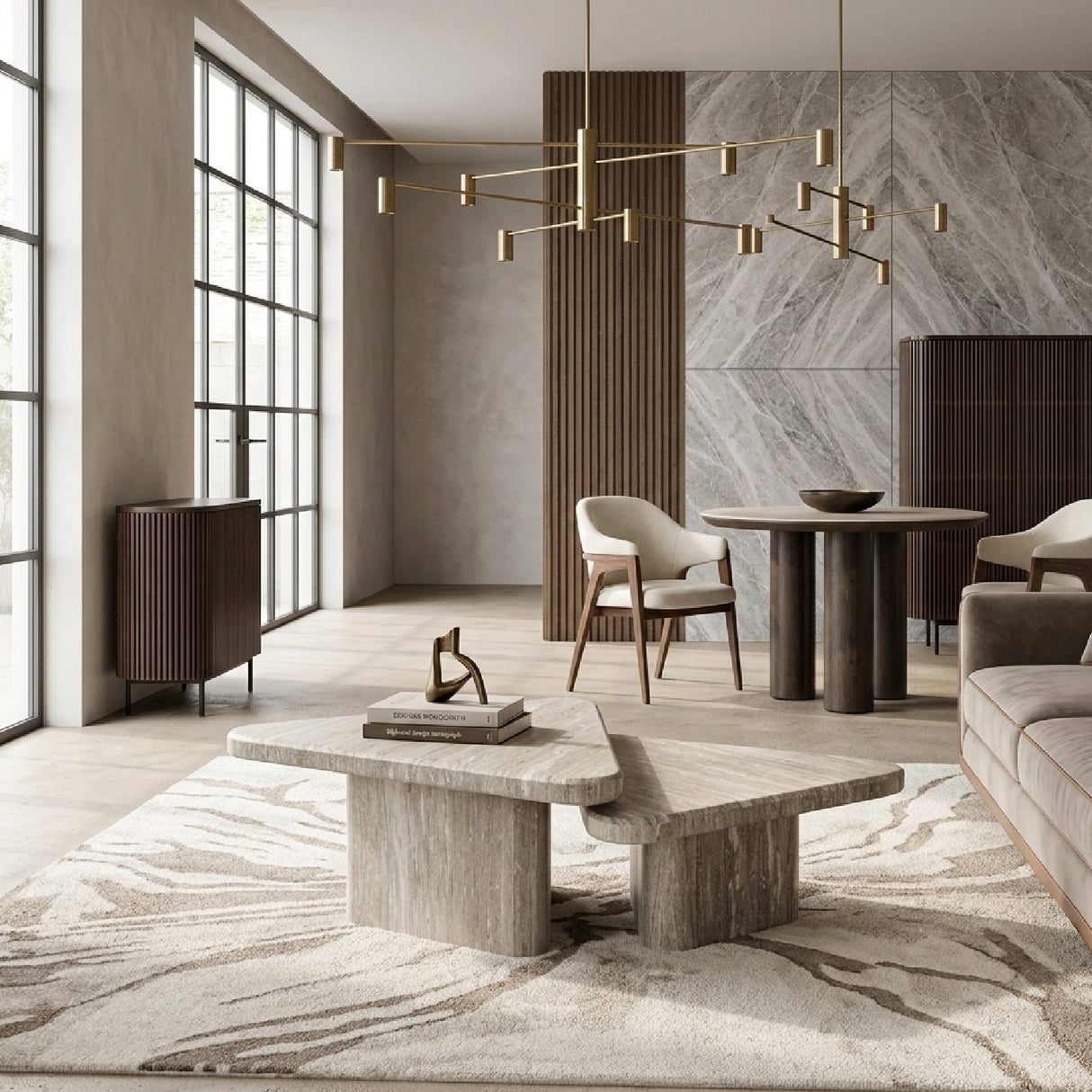 White Marble Triangle Coffee Tables (2) | Oroa.com