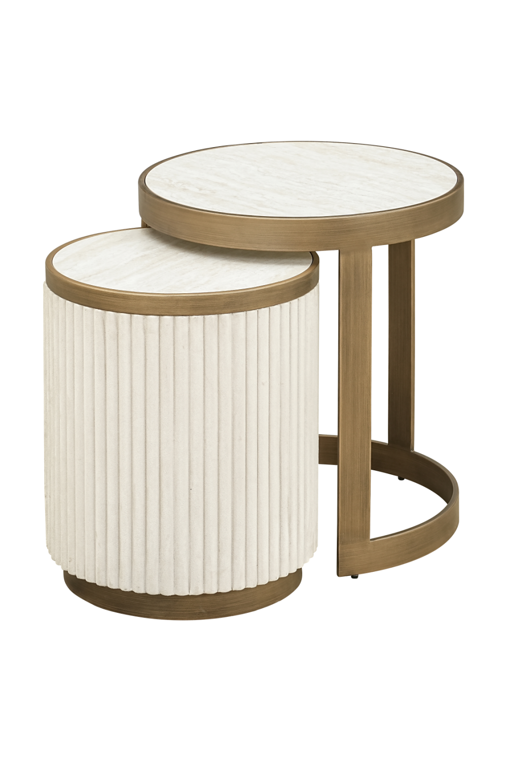 White Ceramic End Table Set (2) | Oroa.com